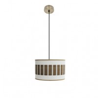 Distribuidor - Lâmpadas Diversas | Colgantes Moderno | COLGANTE IVANNA 1XE27 CUERO/BLANCO-MADERA OSCURA REGX30X30 CM Ref: 188493084